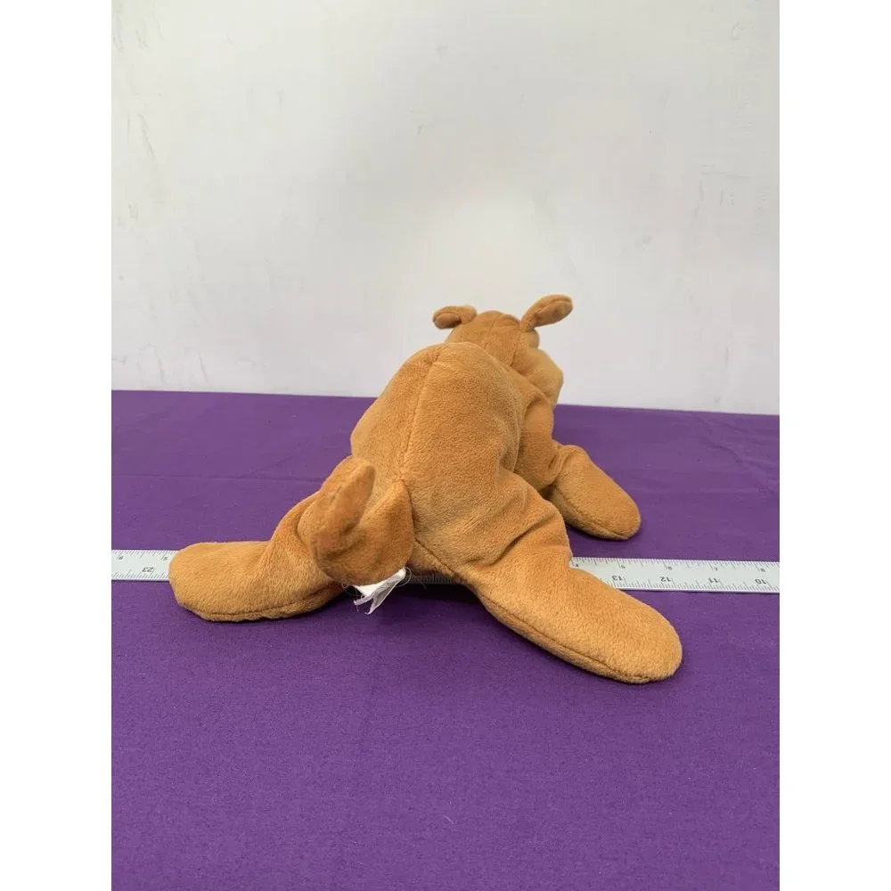 Fiesta Hound Dog Laying with Beanbag Legs 10 Inch Caramel Colored Vintage - Picture 5 of 11